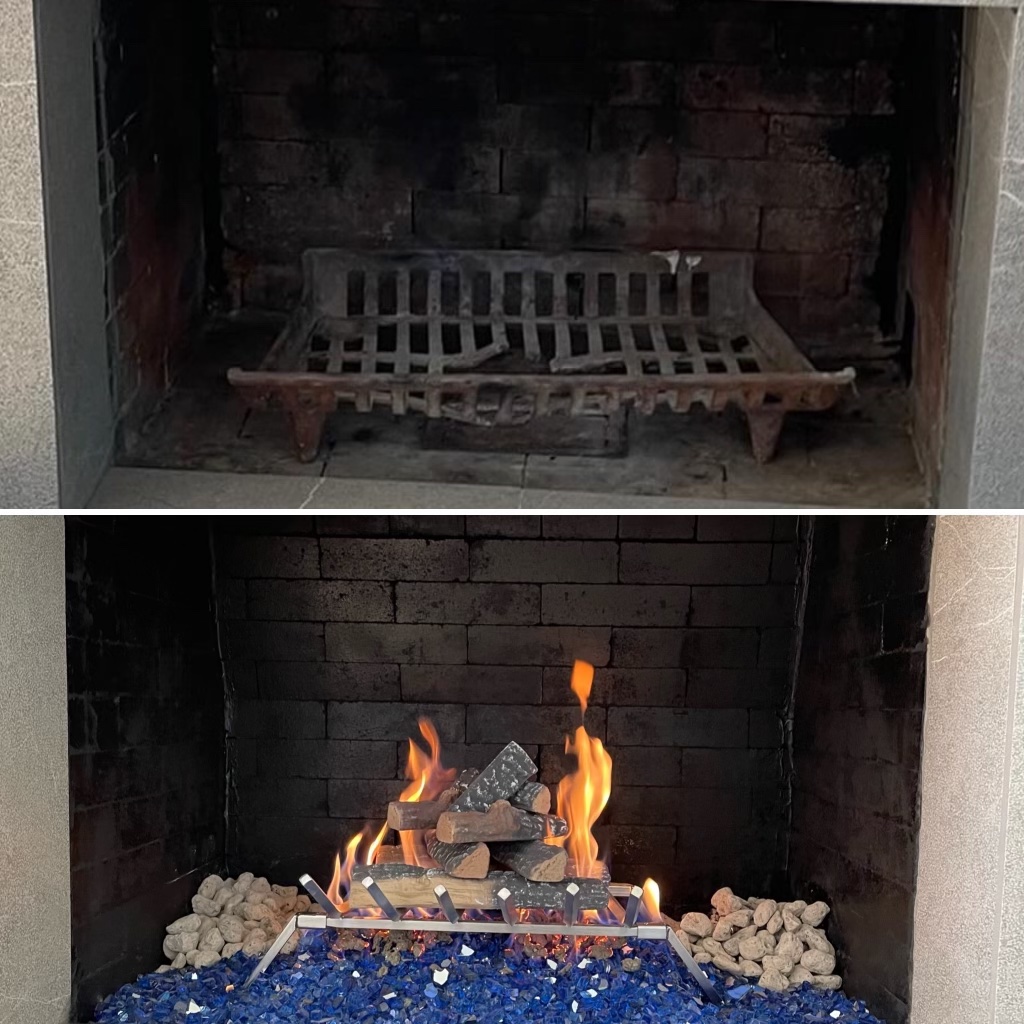 Gas Fireplace Repair with New Log Set Installation in Austin, Texas (Image Not Found)